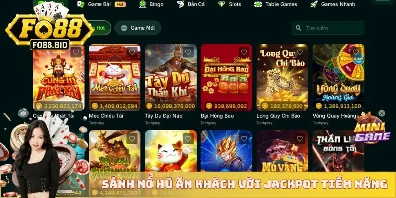 FO88 2 Sảnh nổ hũ ăn khách với jackpot tiềm năng