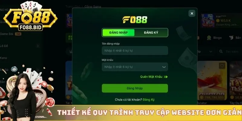 Đăng Nhập FO88 2 Thiết kế quy trình truy cập website đơn giản