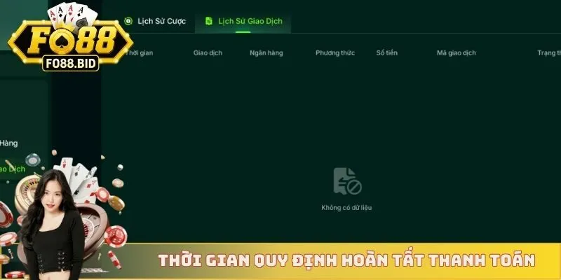 Rút Tiền FO88 4 Thời gian quy định hoàn tất thanh toán